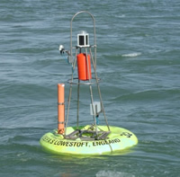 Cefas Smartbuoy which measures temperature, salinity, oxygen, nutrients, chlorophyll