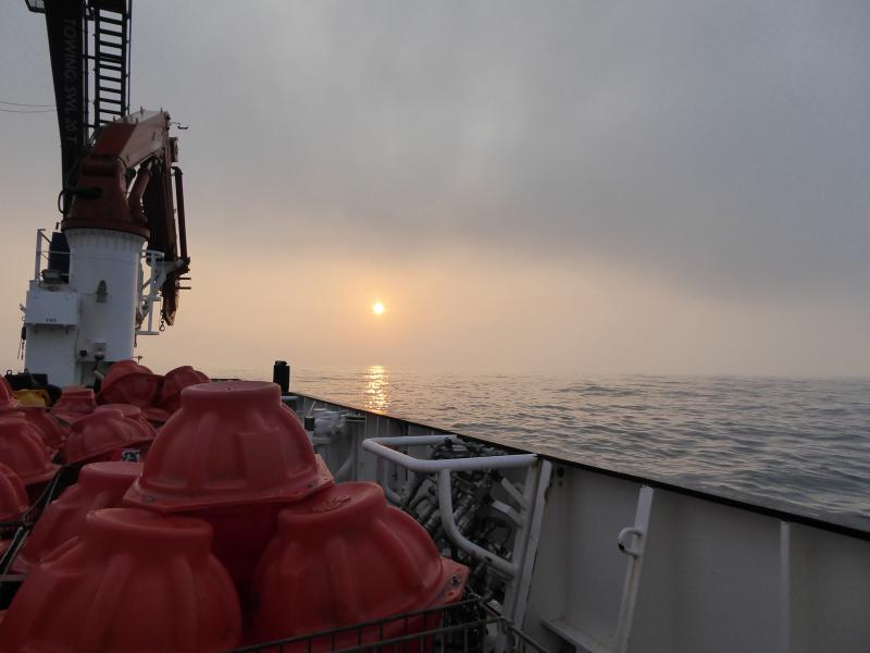 RRS Discovery in transit. Courtesy of Penny Holliday.