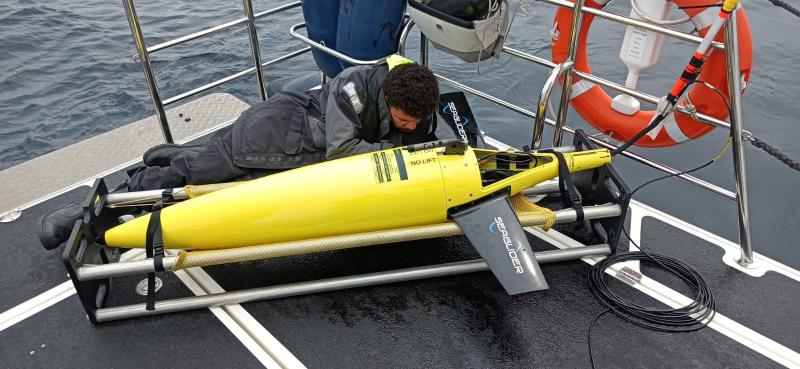Deploying a glider West of Tiree, Scotland. Underwater gliders are an integral part of the OSNAP observing system.