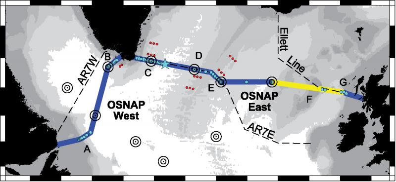 Map of OSNAP, the new North Atlantic monitoring programme.