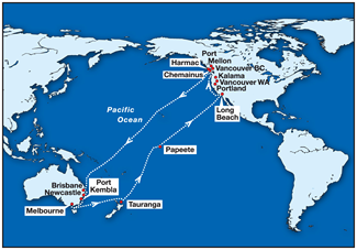Pacific ship route