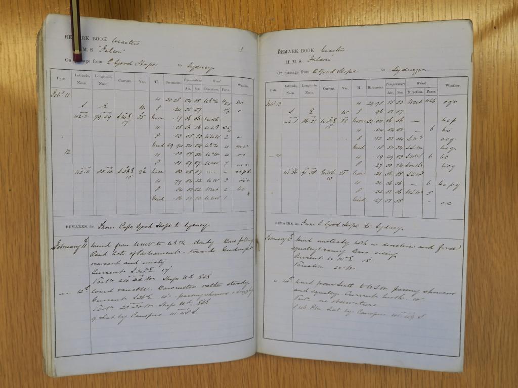 Image showing double page from a ship logbook