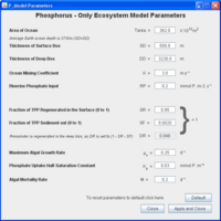 Phosphorus model parameters page.